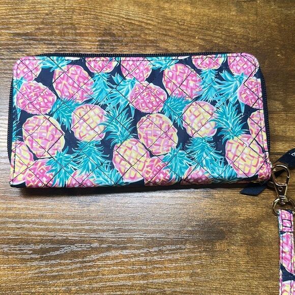Simply Southern Pink Pineapple Wristlet Wallet Clutch - Picture 5 of 8